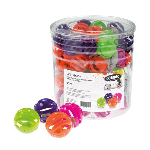 JAR OF PLASTIC BALLS WITH BELL-0